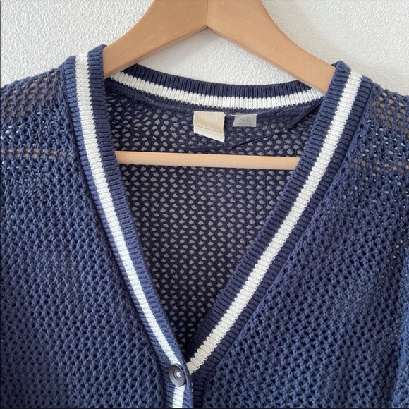 5/$20 Roxy City Escape Navy White Stripe Button Open Knit Cardigan Sweater-M - Picture 4 of 12